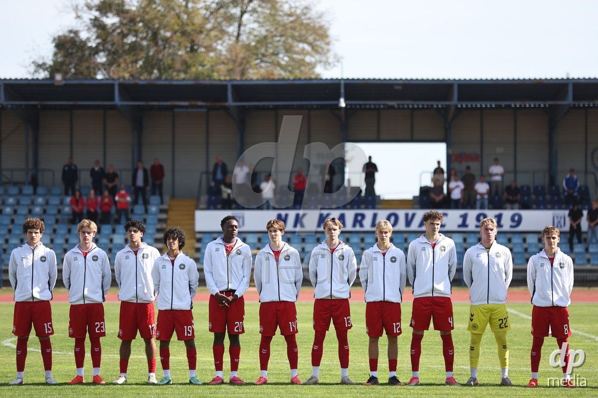 KARLOVAC, CROATIA - OCTOBER 2: Players of Denmark line up during the International Friendly match between Denmark U18 and Croatia U18 at Branko Cavlovic-Cavlek Stadium on October 2, 2026 in Karlovac, Croatia. Photo: Slavko Midzor/Pixsell/DP Media