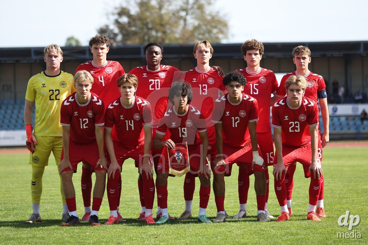 KARLOVAC, CROATIA - OCTOBER 2: Players of Denmark line up for team photo during the International Friendly match between Denmark U18 and Croatia U18 at Branko Cavlovic-Cavlek Stadium on October 2, 2026 in Karlovac, Croatia. Photo: Slavko Midzor/Pixsell/DP Media