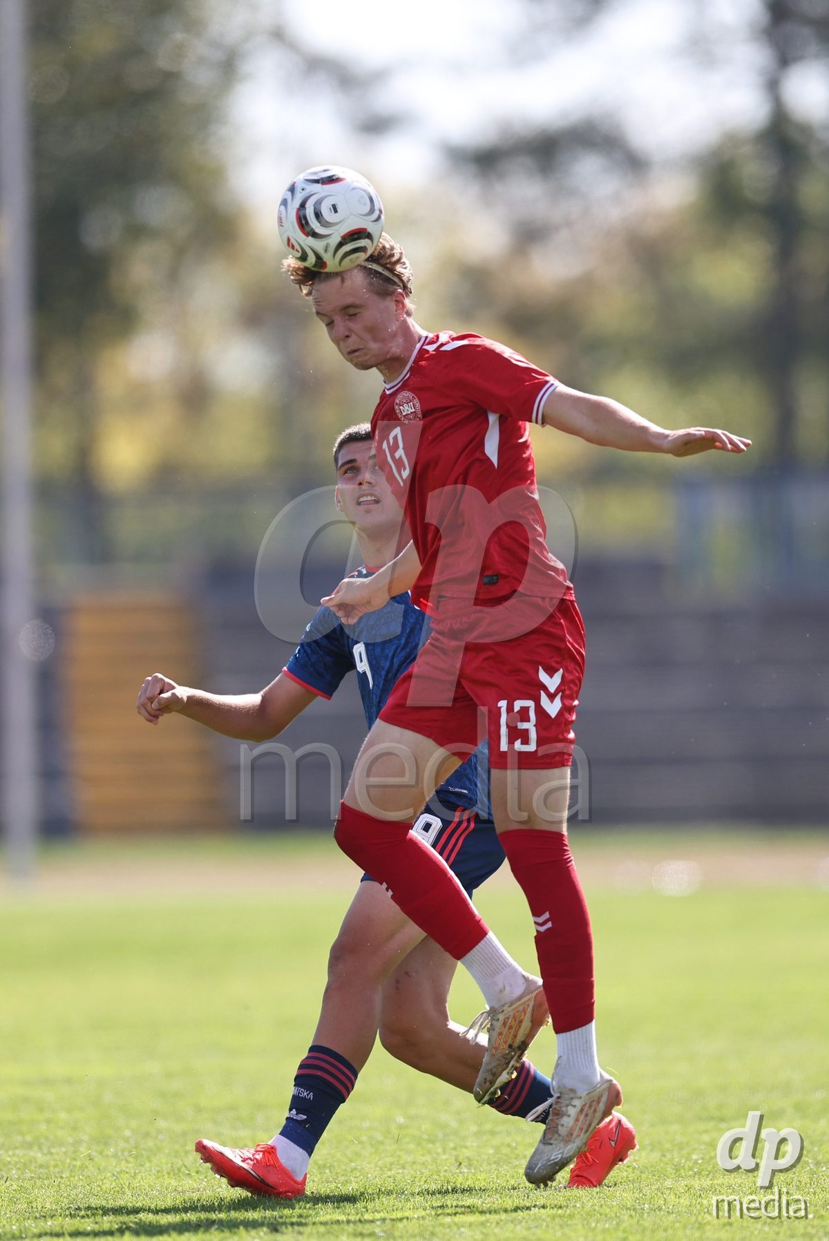KARLOVAC, CROATIA - OCTOBER 2: Jakov Dedic of Croatia and Willads Emil Tuxen of Denmark competes for the ball during the International Friendly match between Denmark U18 and Croatia U18 at Branko Cavlovic-Cavlek Stadium on October 2, 2026 in Karlovac, Croatia. Photo: Slavko Midzor/Pixsell/DP Media
