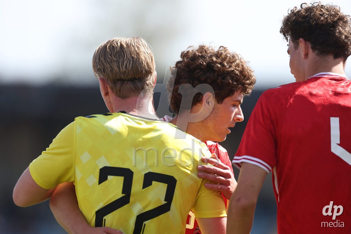 KARLOVAC, CROATIA - OCTOBER 2: Marinus Bach and Kerim Sejdic of Denmark celebrate after Kerim Sejdic scores a goal during the International Friendly match between Denmark U18 and Croatia U18 at Branko Cavlovic-Cavlek Stadium on October 2, 2026 in Karlovac, Croatia. Photo: Slavko Midzor/Pixsell/DP Media
