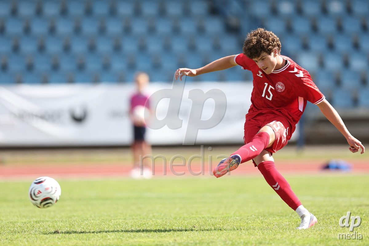 KARLOVAC, CROATIA - OCTOBER 2: Kerim Sejdic of Denmark of Denmark shoots from the penalty spot during the International Friendly match between Denmark U18 and Croatia U18 at Branko Cavlovic-Cavlek Stadium on October 2, 2026 in Karlovac, Croatia. Photo: Slavko Midzor/Pixsell/DP Media