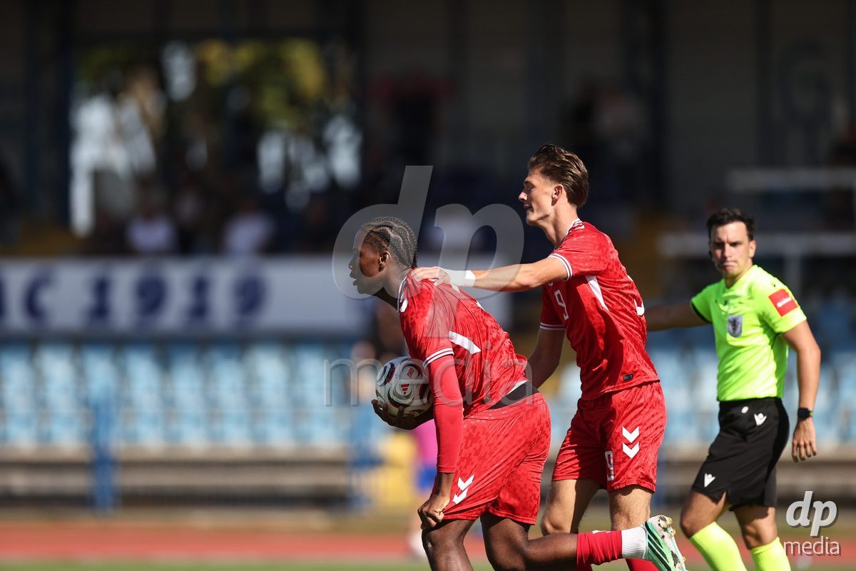 KARLOVAC, CROATIA - OCTOBER 2: Players of Denmark celebrate after Ekene Chukwuani of Denmark scors a goal for 3:2 during the International Friendly match between Denmark U18 and Croatia U18 at Branko Cavlovic-Cavlek Stadium on October 2, 2026 in Karlovac, Croatia. Photo: Slavko Midzor/Pixsell/DP Media