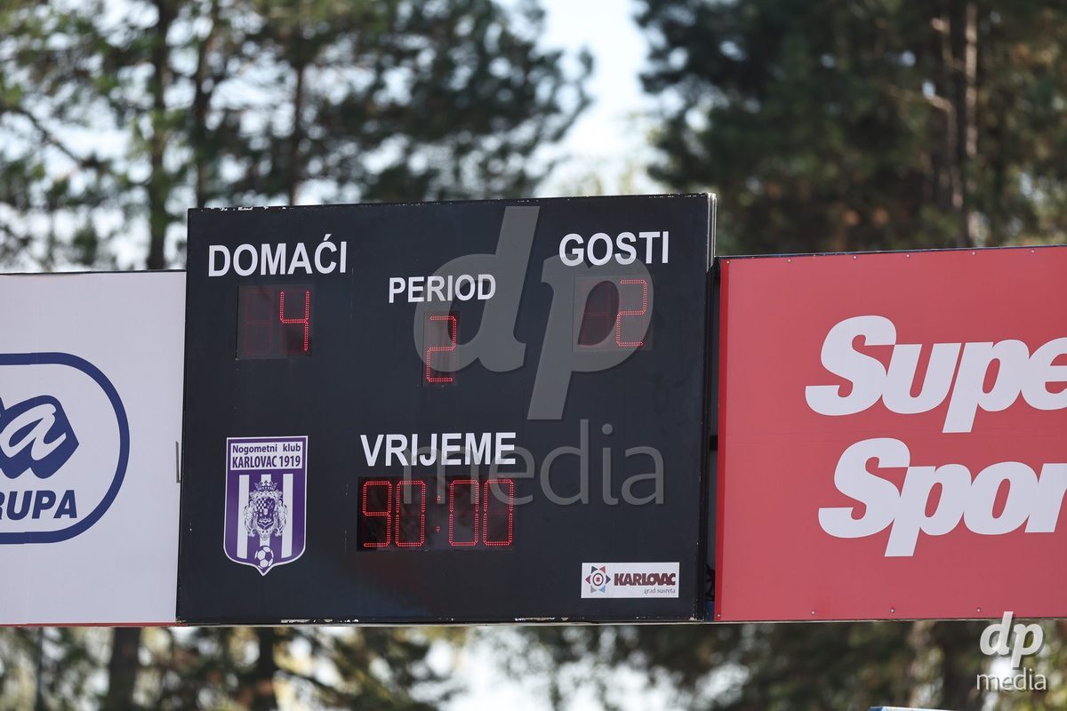KARLOVAC, CROATIA - OCTOBER 2: The scoreboard with the final score 4-2 at the end of the International Friendly match between Denmark U18 and Croatia U18 at Branko Cavlovic-Cavlek Stadium on October 2, 2026 in Karlovac, Croatia. Photo: Slavko Midzor/Pixsell/DP Media