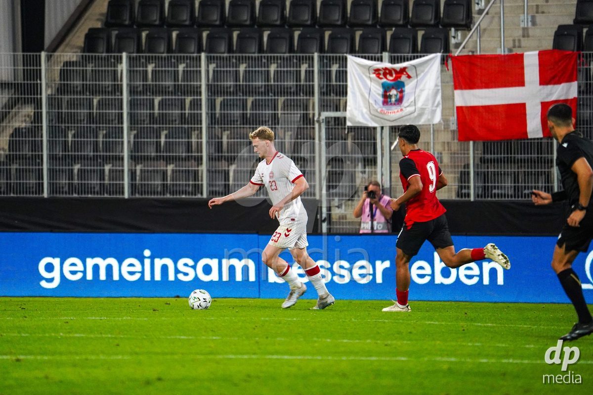 VIENNA, AUSTRIA - OCTOBER 2: Julius Berthel Askou Harvey (Dänemark U21, 23) during the UEFA European Qualifiers match between Austria U21 and Denmark U21 at Wiener Sport-Club Stadion on October 2, 2026 in Vienna, Austria.