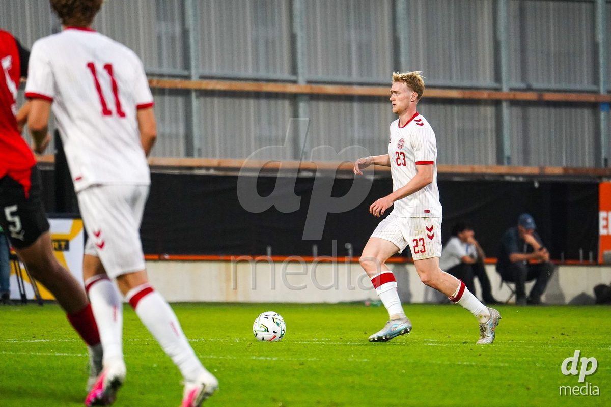 VIENNA, AUSTRIA - OCTOBER 2: Julius Berthel Askou Harvey (Dänemark U21, 23) during the UEFA European Qualifiers match between Austria U21 and Denmark U21 at Wiener Sport-Club Stadion on October 2, 2026 in Vienna, Austria.