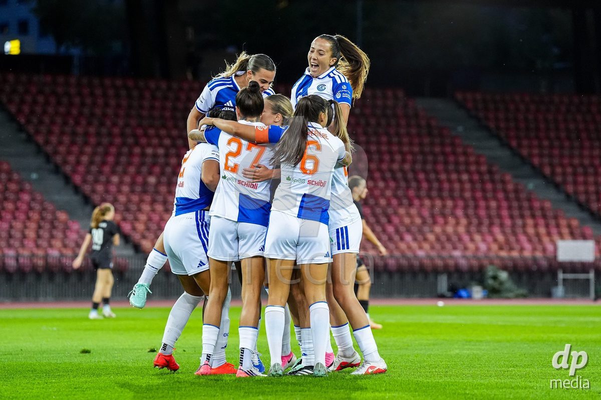 ZURICH, SWITZERLAND - OCTOBER 2: Kayla Mckenna of Grasshopper Club Zurich celebrates after scoring her teams first goal during the AXA Women's Super League match between GC Frauenfussball and FC Zurich at Letzigrund on October 2, 2026 in Zurich, Switzerland.