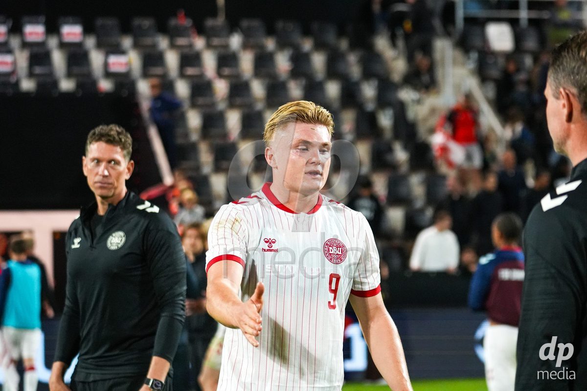 VIENNA, AUSTRIA - OCTOBER 2: Conrad Harder (Dänemark U21, 9) during the UEFA European Qualifiers match between Austria U21 and Denmark U21 at Wiener Sport-Club Stadion on October 2, 2026 in Vienna, Austria.