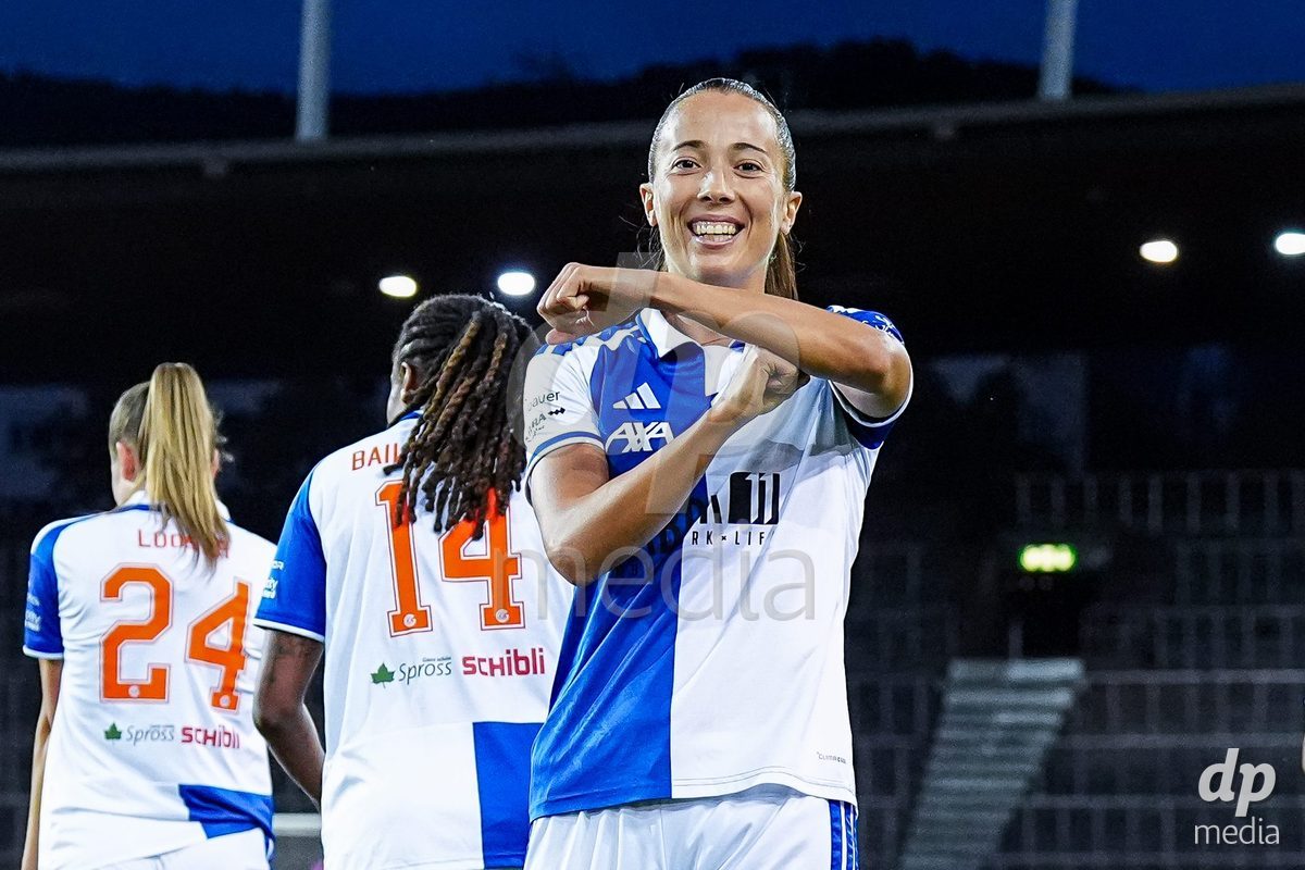 ZURICH, SWITZERLAND - OCTOBER 2: Marta Cazalla of Grasshopper Club Zurich after scoring her teams third goal during the AXA Women's Super League match between GC Frauenfussball and FC Zurich at Letzigrund on October 2, 2026 in Zurich, Switzerland.