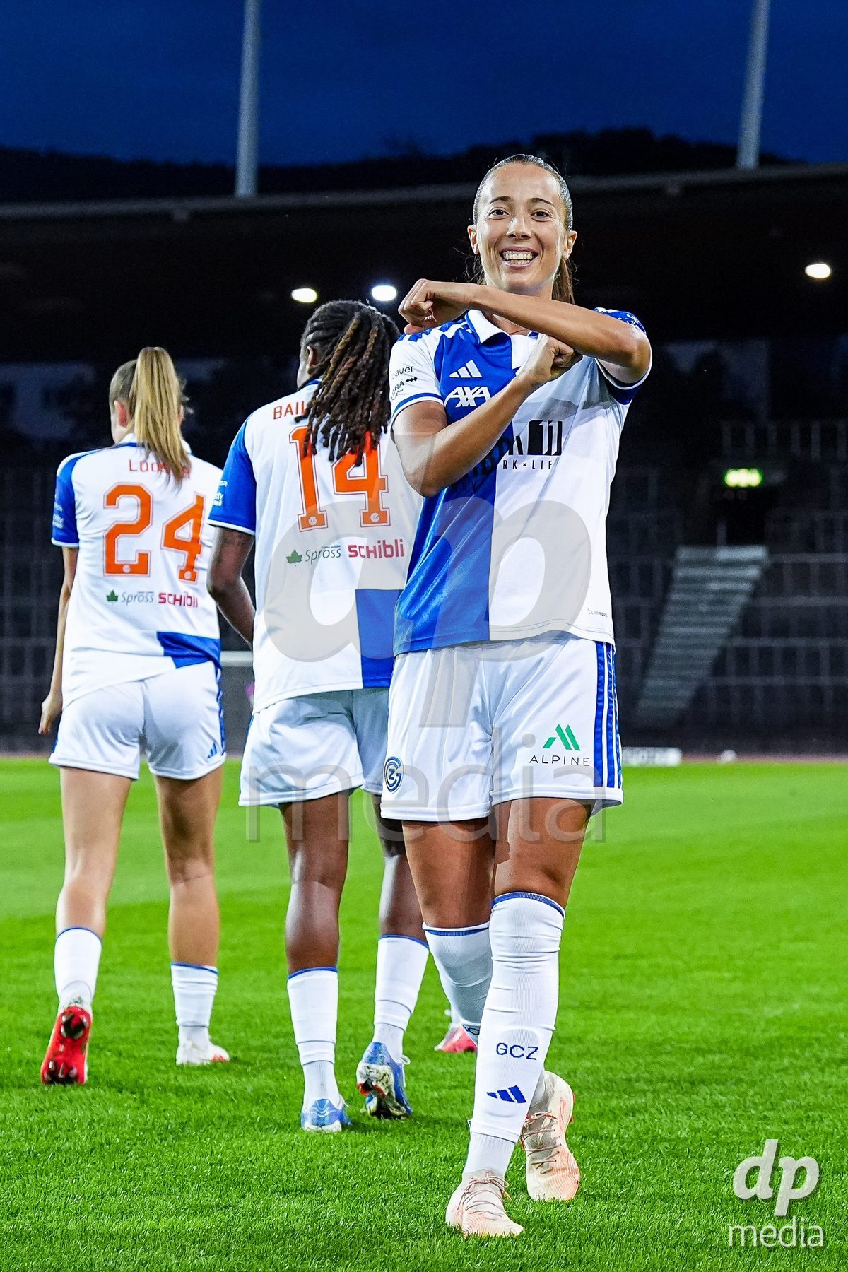 ZURICH, SWITZERLAND - OCTOBER 2: Marta Cazalla of Grasshopper Club Zurich after scoring her teams third goal during the AXA Women's Super League match between GC Frauenfussball and FC Zurich at Letzigrund on October 2, 2026 in Zurich, Switzerland.