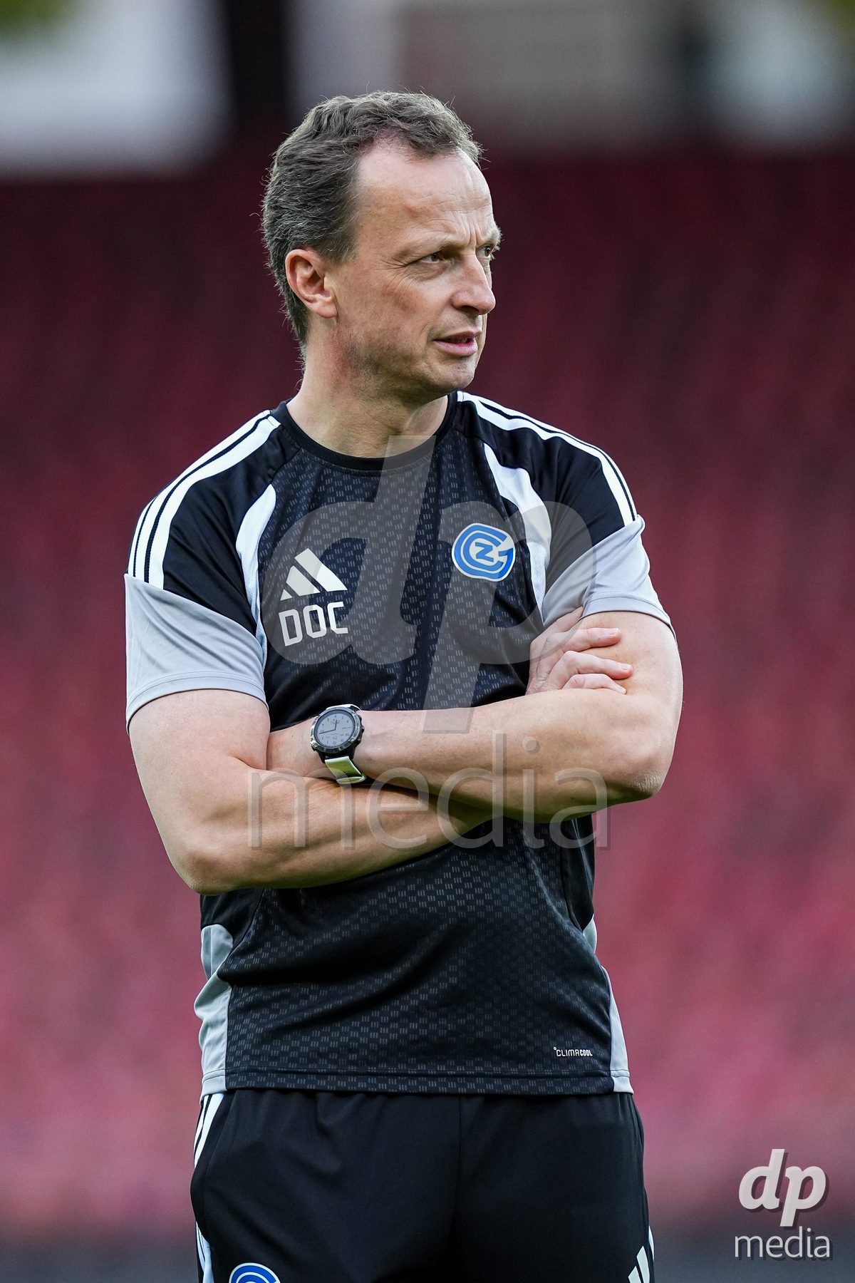 ZURICH, SWITZERLAND - OCTOBER 2: Prof. Dr. med. Johannes Scherrof Grasshopper Club Zurich ahead of the AXA Women's Super League match between GC Frauenfussball and FC Zurich at Letzigrund on October 2, 2026 in Zurich, Switzerland.
