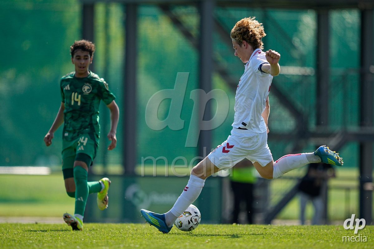 CANTAHEDE, PORTUGAL- OCTOBER 3: Felix Gothler of Denmark during the International Friendly match between Denmark U17 and Saudi Arabia U17 at Complexo Desportivo de Cantanhede on October 3, 2026 in Cantanhede, Portugal.