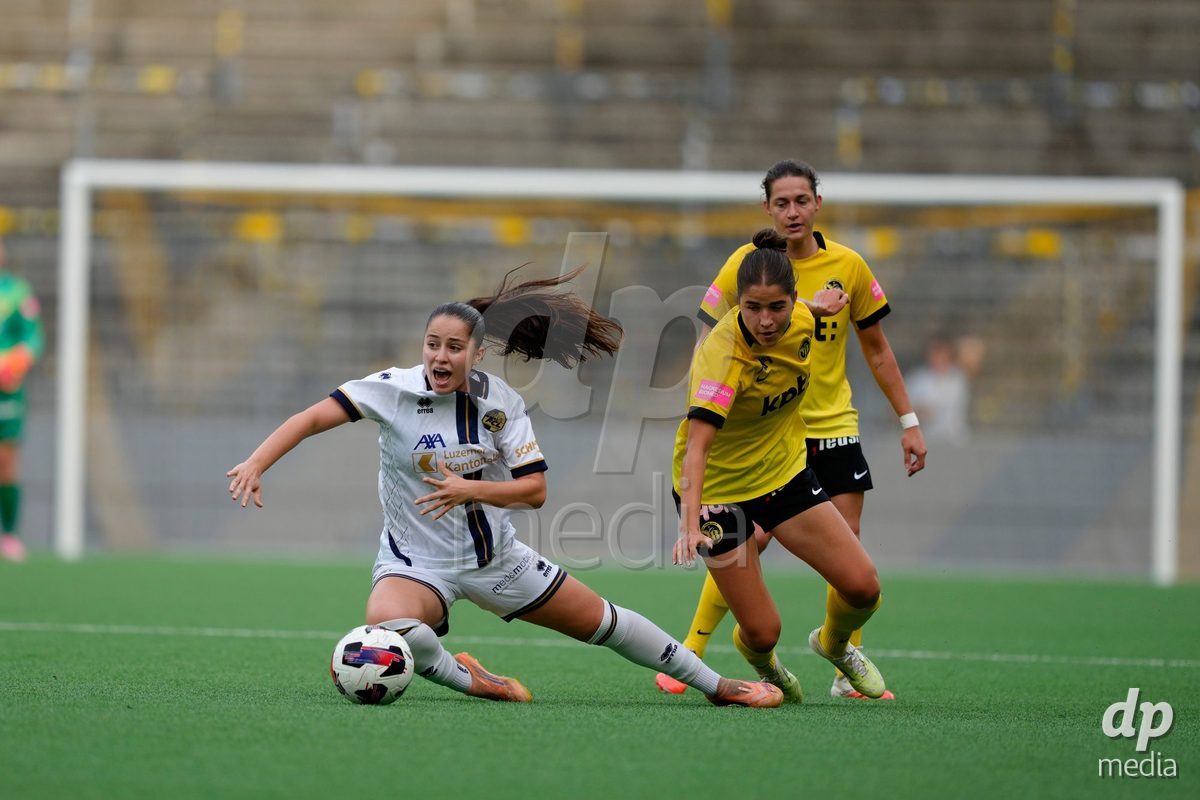 BERN, SWITZERLAND - OCTOBER 3: Melissa Rondalli (21 FCL) after foul from Giulia Schlup (19 YB Frauen) during the AXA Women's Super League match between BSC YB Frauen and FC Luzern at Wankdorf Stadion on October 3, 2026 in Bern, Switzerland.