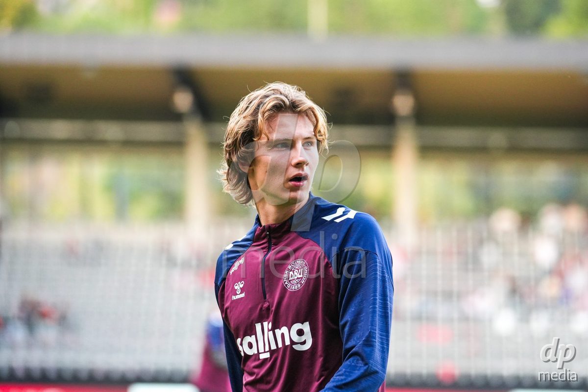 VIENNA, AUSTRIA - OCTOBER 2: August Priske Flyger (Dänemark U21, 11) during the UEFA European Qualifiers match between Austria U21 and Denmark U21 at Wiener Sport-Club Stadion on October 2, 2026 in Vienna, Austria.
