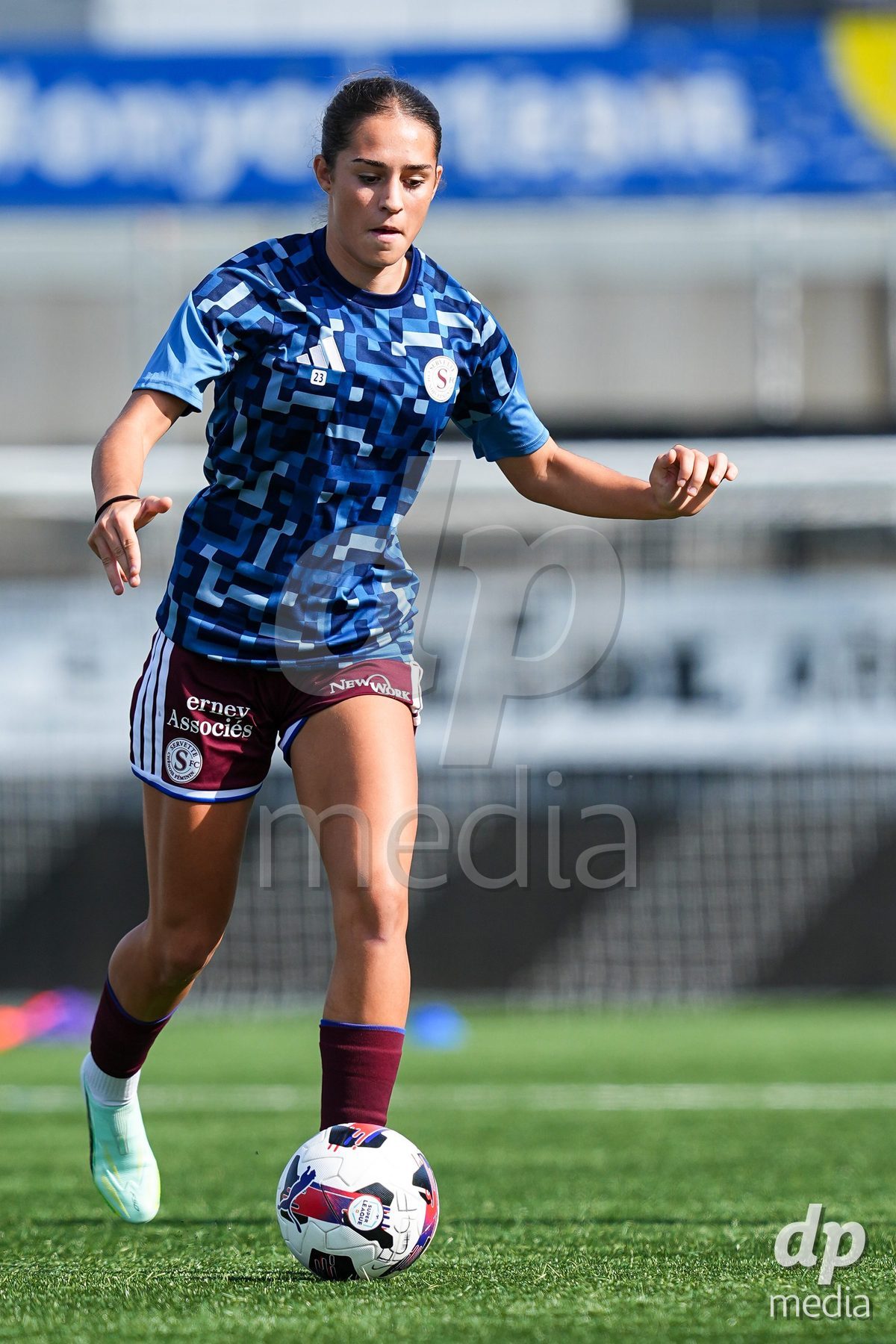 WIL, SWITZERLAND - OCTOBER 4: Amina Muratovic of Servette FC Chenois Feminin during warm up prior to the AXA Women's Super League match between FC St. Gallen 1879 and Servette FC Chenois Feminin at Lidl Sportpark on October 4, 2026 in Wil, Switzerland.