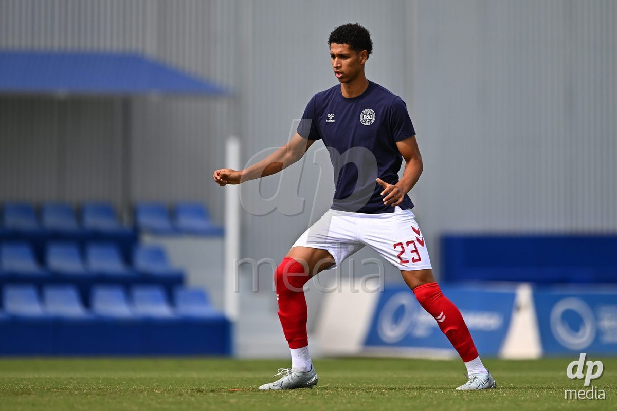 SAN PEDRO DEL PINATAR, SPAIN - OCTOBER 4: Julius Emefile of Denmark during the International Friendly match between Denmark U20 and USA U20 at Pinatar Arena on October 4, 2026 in San Pedro del Pinatar, Spain.