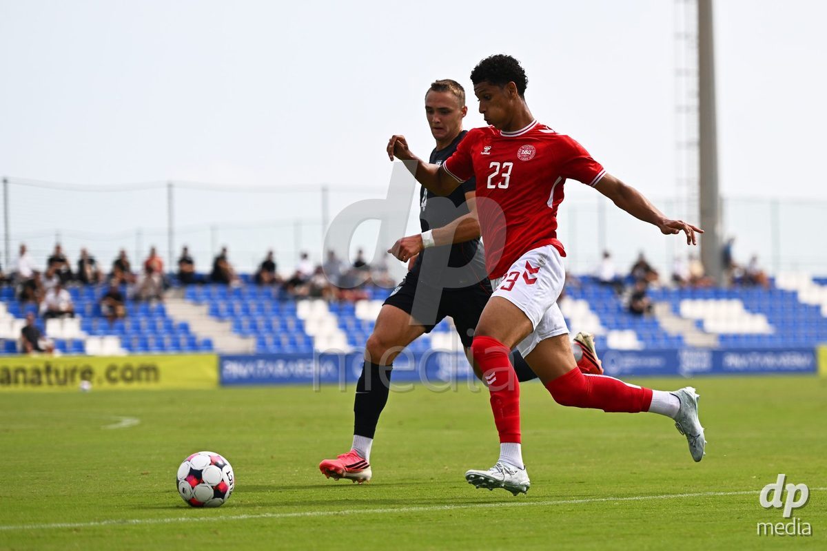 SAN PEDRO DEL PINATAR, SPAIN - OCTOBER 4: Julius Emefile of Denmark during the International Friendly match between Denmark U20 and USA U20 at Pinatar Arena on October 4, 2026 in San Pedro del Pinatar, Spain.