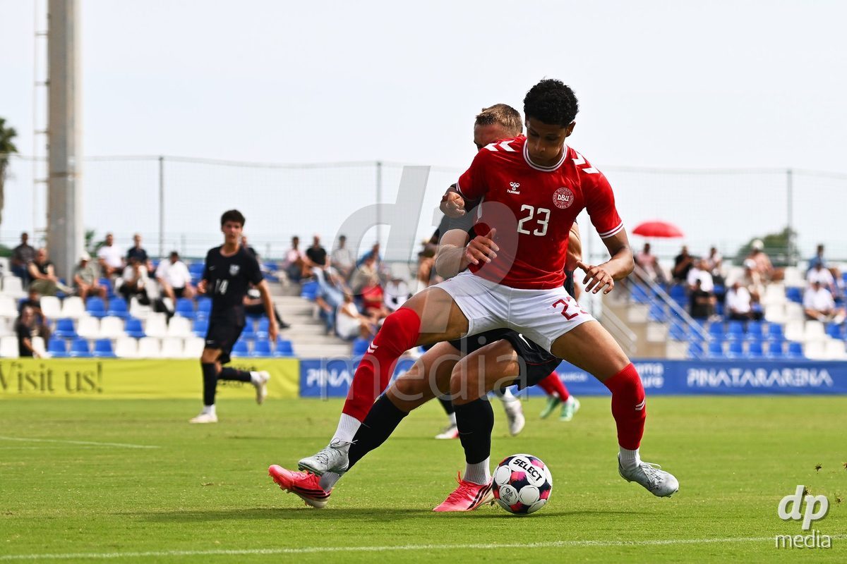 SAN PEDRO DEL PINATAR, SPAIN - OCTOBER 4: Julius Emefile of Denmark during the International Friendly match between Denmark U20 and USA U20 at Pinatar Arena on October 4, 2026 in San Pedro del Pinatar, Spain.