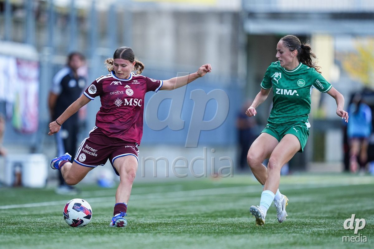 WIL, SWITZERLAND - OCTOBER 4: Chiara Wallin of Servette FC Chenois Feminin shoots the ball during the AXA Women's Super League match between FC St. Gallen 1879 and Servette FC Chenois Feminin at Lidl Sportpark on October 4, 2026 in Wil, Switzerland.