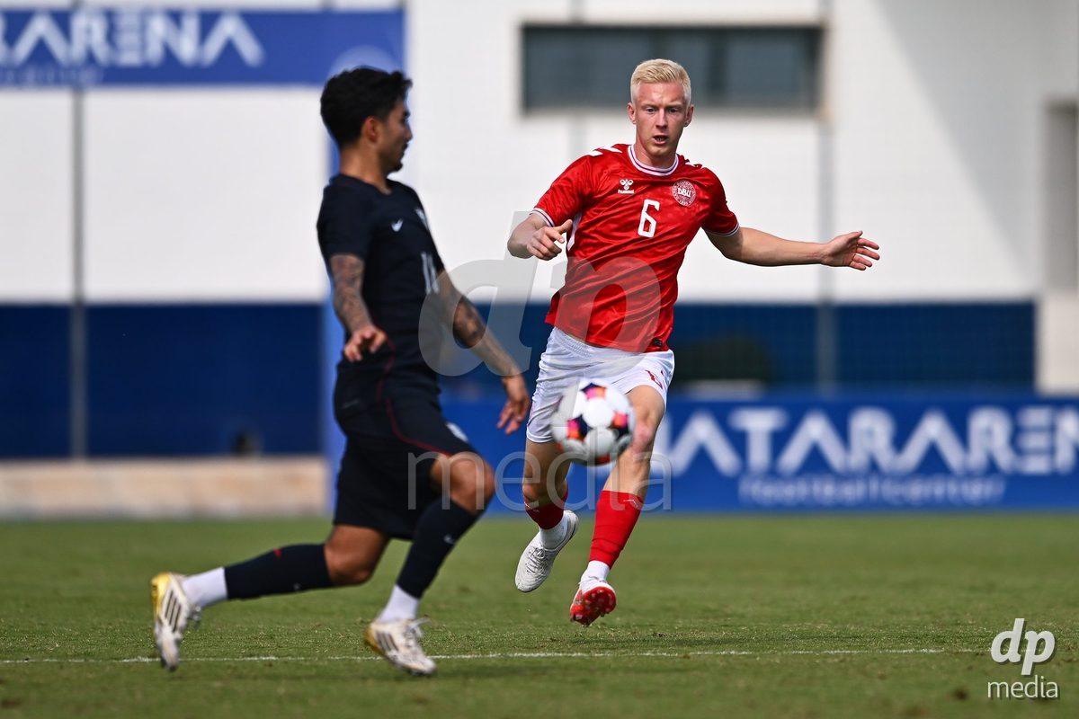 SAN PEDRO DEL PINATAR, SPAIN - OCTOBER 4: Laurits Pedersen of Denmark during the International Friendly match between Denmark U20 and USA U20 at Pinatar Arena on October 4, 2026 in San Pedro del Pinatar, Spain.