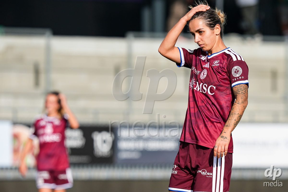 WIL, SWITZERLAND - OCTOBER 4: Natasha Andonova of Servette FC Chenois Feminin reacts dejected during the AXA Women's Super League match between FC St. Gallen 1879 and Servette FC Chenois Feminin at Lidl Sportpark on October 4, 2026 in Wil, Switzerland.