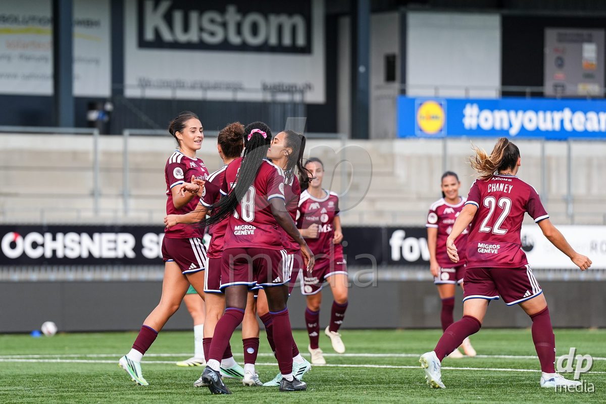 WIL, SWITZERLAND - OCTOBER 4: Elodie Nakkach of Servette FC Chenois Feminin celebrates after scoring her teams second  goal during the AXA Women's Super League match between FC St. Gallen 1879 and Servette FC Chenois Feminin at Lidl Sportpark on October 4, 2026 in Wil, Switzerland.
