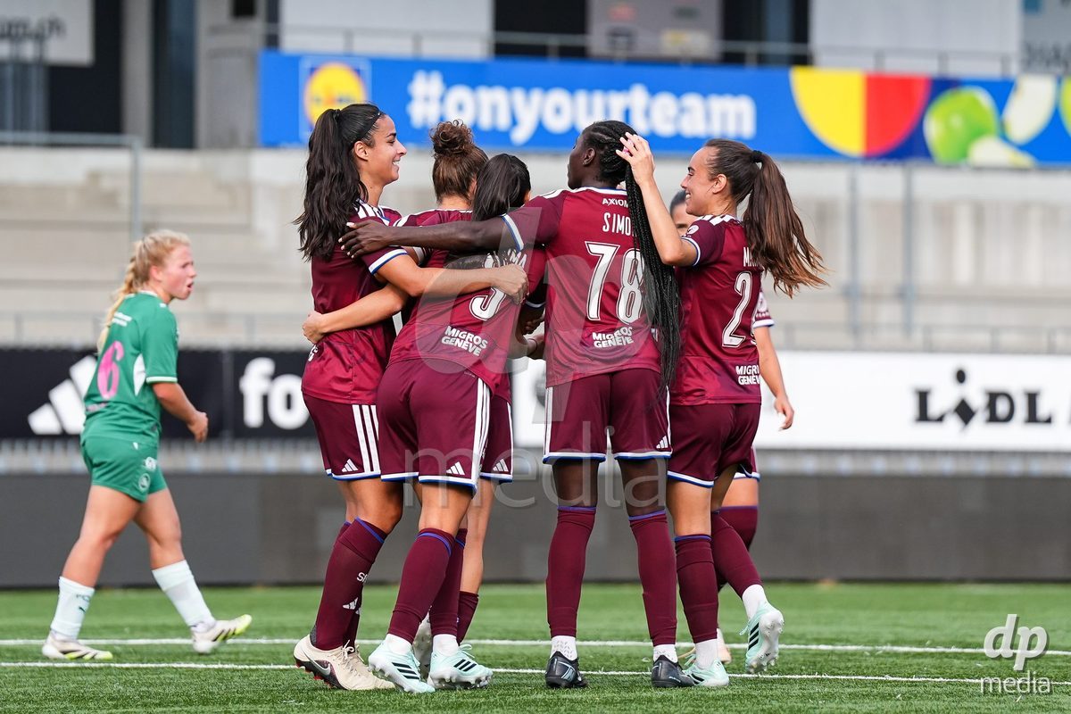 WIL, SWITZERLAND - OCTOBER 4: Elodie Nakkach of Servette FC Chenois Feminin celebrates after scoring her teams second  goal during the AXA Women's Super League match between FC St. Gallen 1879 and Servette FC Chenois Feminin at Lidl Sportpark on October 4, 2026 in Wil, Switzerland.