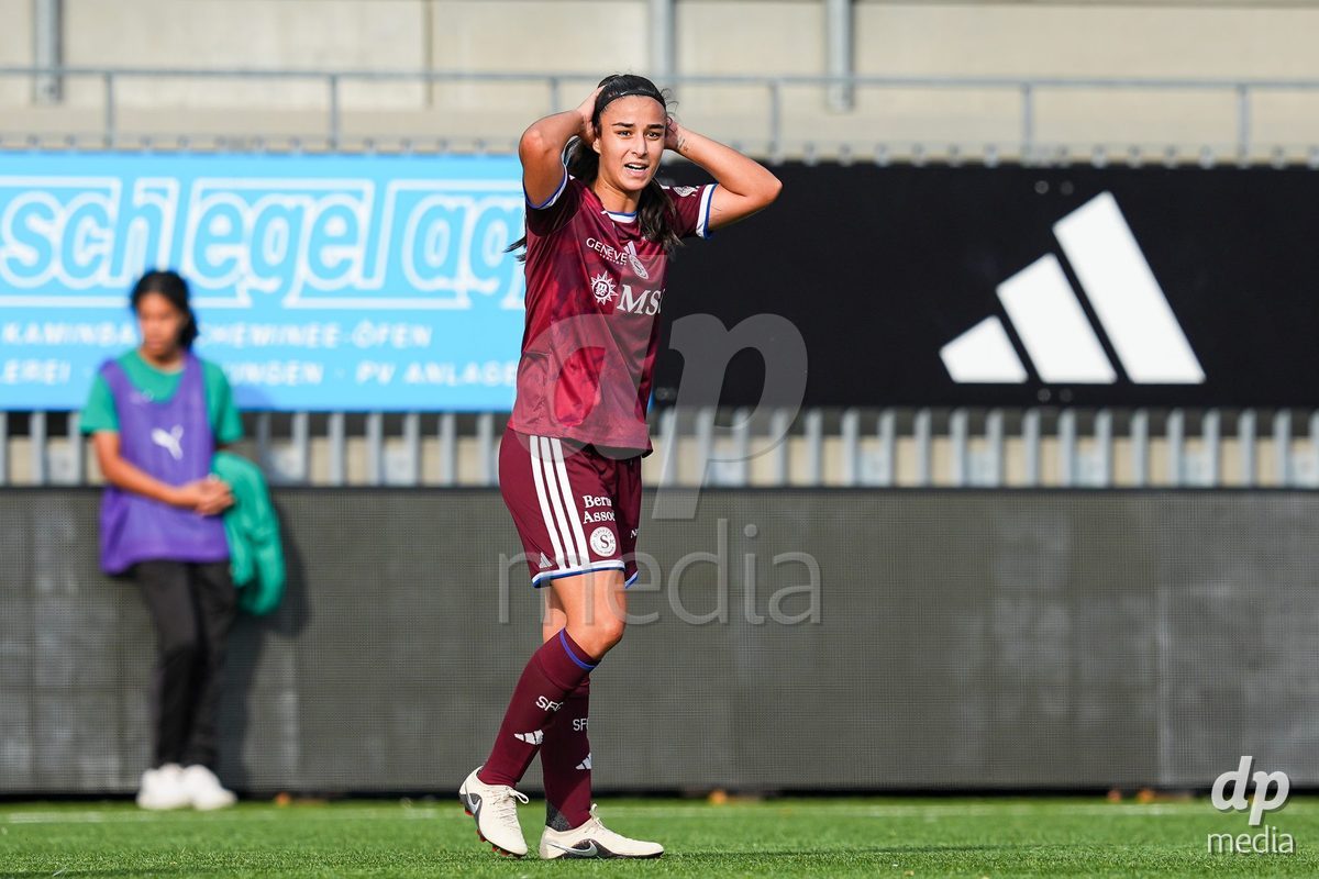 WIL, SWITZERLAND - OCTOBER 4: Paola Hernandez of Servette reacts dejected during the AXA Women's Super League match between FC St. Gallen 1879 and Servette FC Chenois Feminin at Lidl Sportpark on October 4, 2026 in Wil, Switzerland.