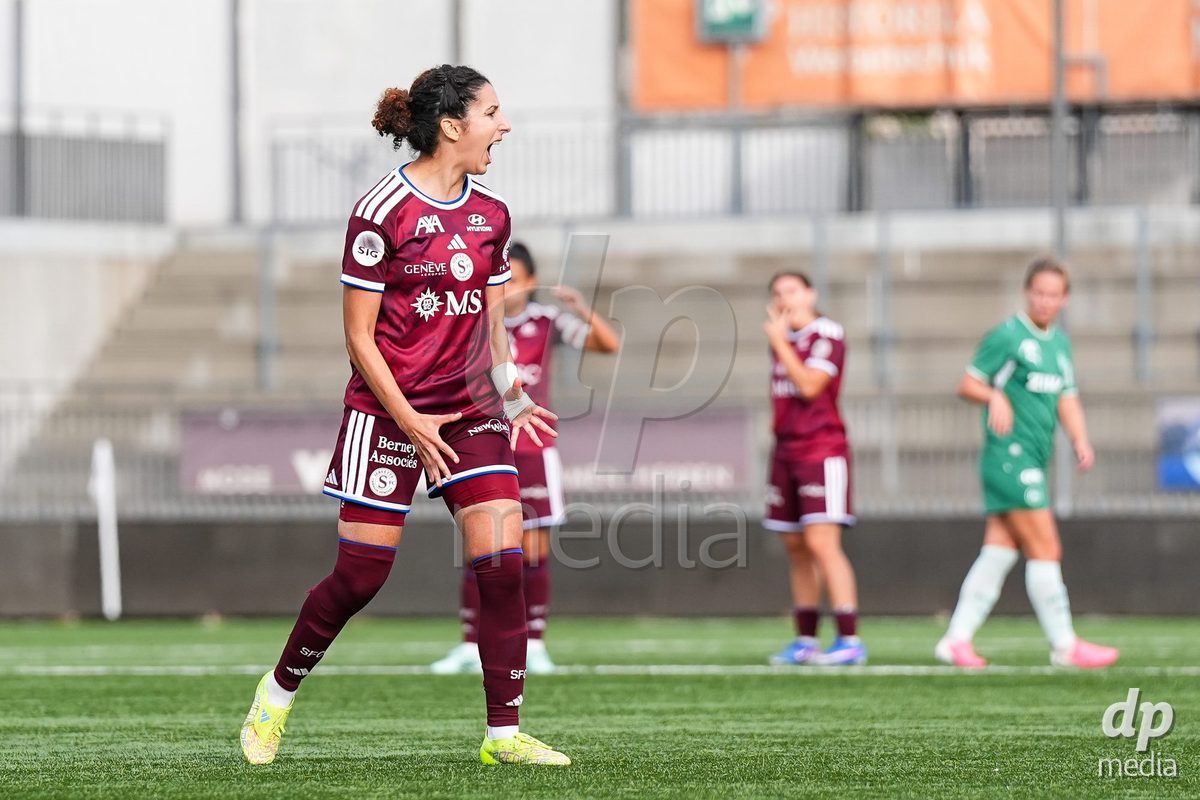 WIL, SWITZERLAND - OCTOBER 4: Gloria Marinelli of Servette FC Chenois Feminin reacts during the AXA Women's Super League match between FC St. Gallen 1879 and Servette FC Chenois Feminin at Lidl Sportpark on October 4, 2026 in Wil, Switzerland.