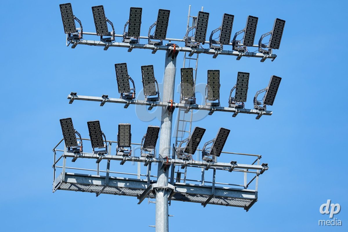 WIL, SWITZERLAND - OCTOBER 4: General view of the stadium lights ahead of the AXA Women's Super League match between FC St. Gallen 1879 and Servette FC Chenois Feminin at Lidl Sportpark on October 4, 2026 in Wil, Switzerland.