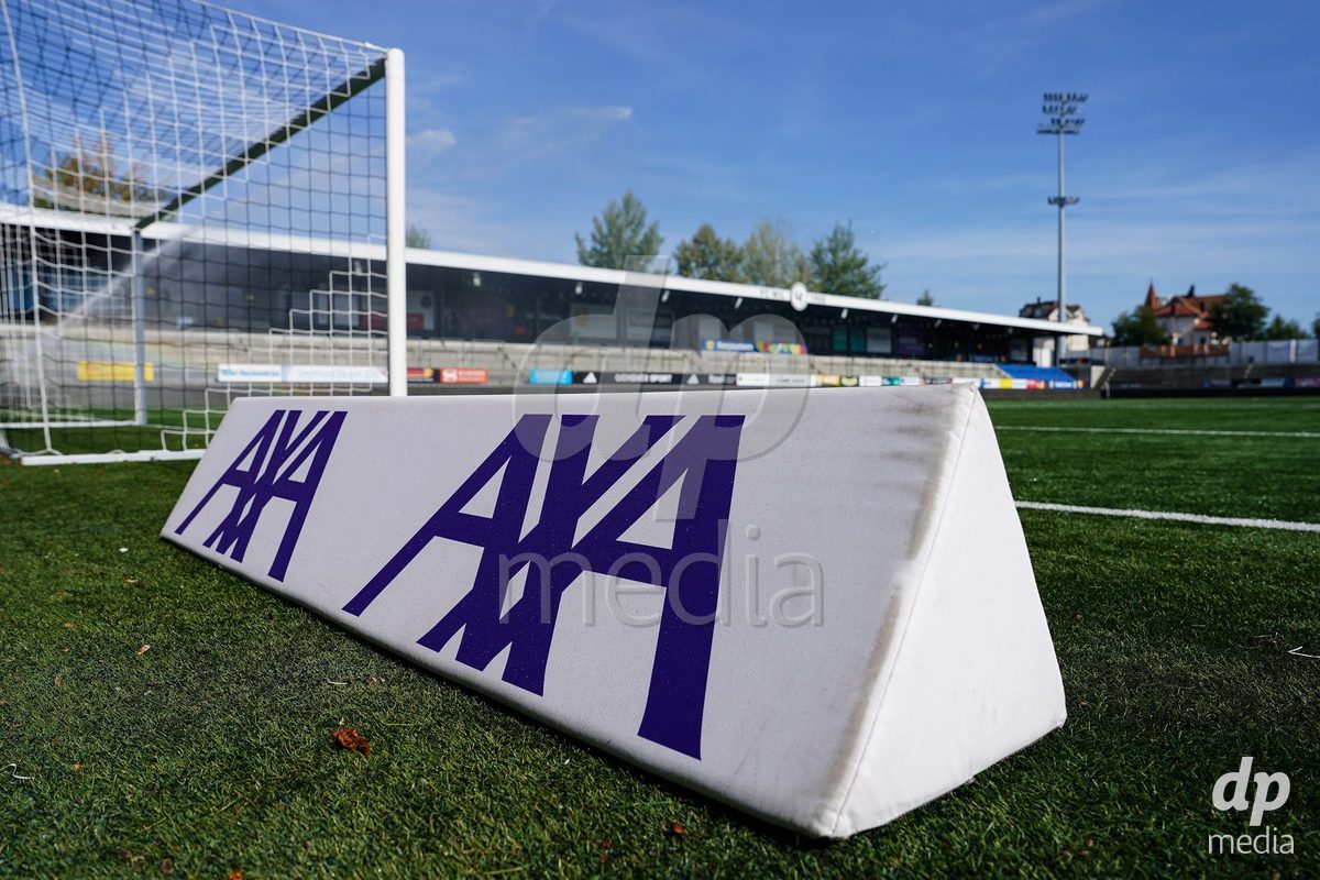 WIL, SWITZERLAND - OCTOBER 4: AXA sponsor board during the AXA Women's Super League match between FC St. Gallen 1879 and Servette FC Chenois Feminin at Lidl Sportpark on October 4, 2026 in Wil, Switzerland.