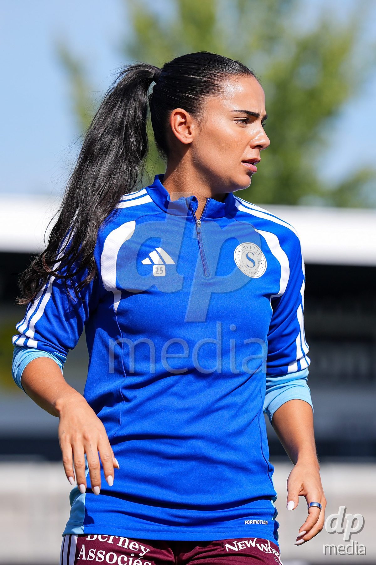 WIL, SWITZERLAND - OCTOBER 4: Meriame Terchoun of Servette FC Chenois Feminin during warm up prior to the AXA Women's Super League match between FC St. Gallen 1879 and Servette FC Chenois Feminin at Lidl Sportpark on October 4, 2026 in Wil, Switzerland.