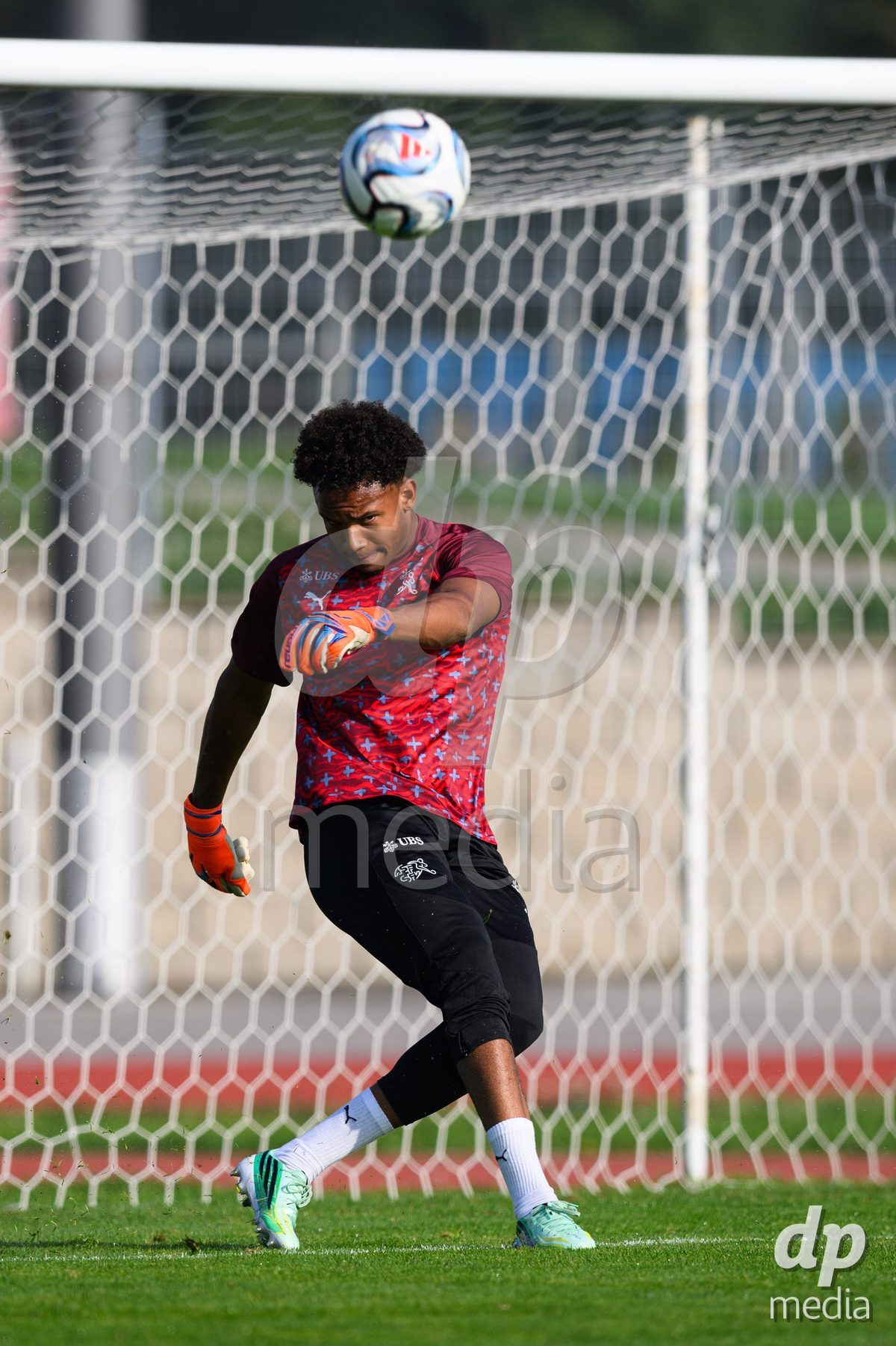 USTI NAD LABEM, CZECH REPUBLIC - OCTOBER 3: Elijah Muogbo of Switzerland during warm up before the International Friendly match between Slovakia and Switzerland on October 3, 2026 in Ustí nad Labem, Czech Republic.