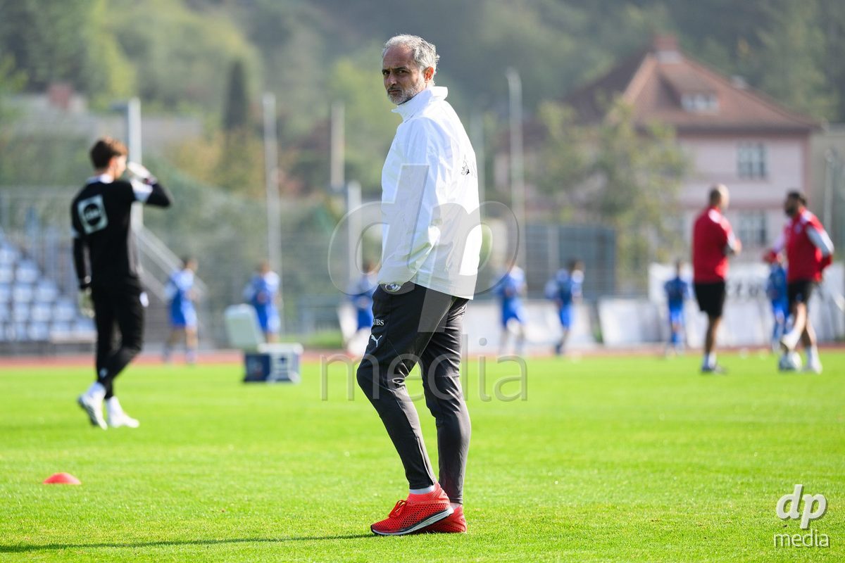 USTI NAD LABEM, CZECH REPUBLIC - OCTOBER 3: Coach of Switzerland Massimo Rizzo during warm up before the International Friendly match between Slovakia and Switzerland on October 3, 2026 in Ustí nad Labem, Czech Republic.