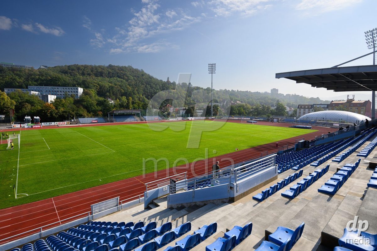 USTI NAD LABEM, CZECH REPUBLIC - OCTOBER 3: General views of the stadium before the International Friendly match between Slovakia and Switzerland on October 3, 2026 in Ustí nad Labem, Czech Republic.