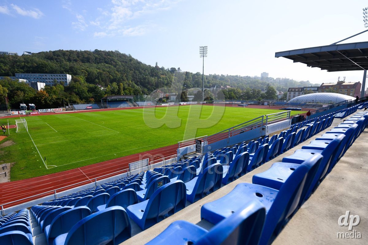 USTI NAD LABEM, CZECH REPUBLIC - OCTOBER 3: General views of the stadium before the International Friendly match between Slovakia and Switzerland on October 3, 2026 in Ustí nad Labem, Czech Republic.