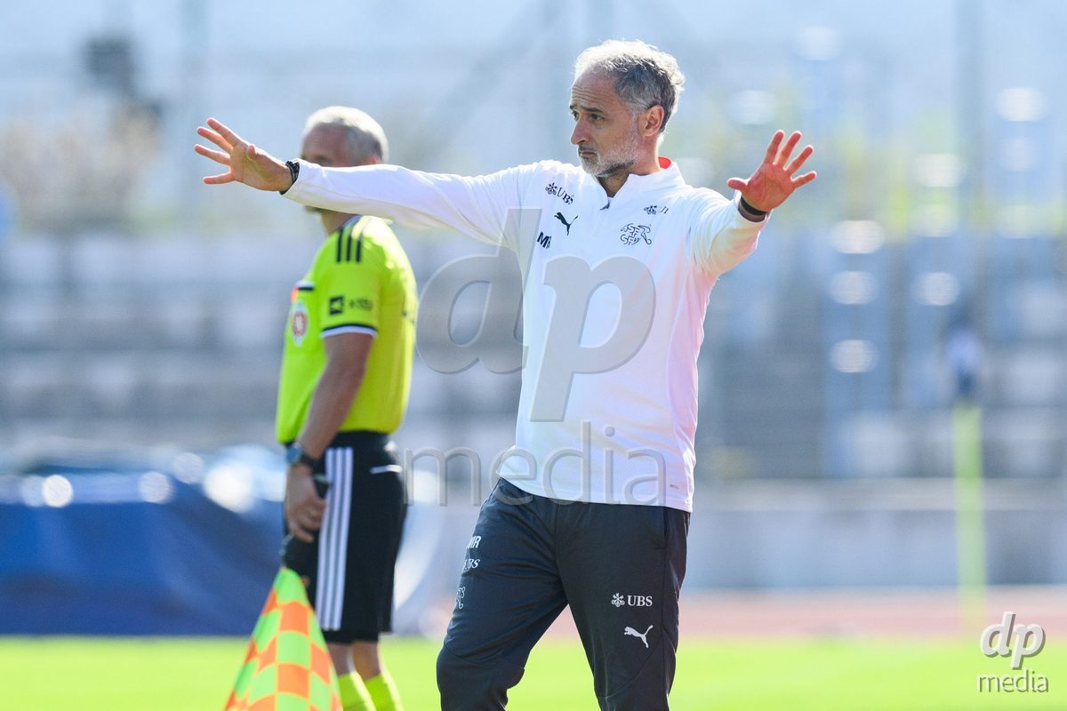 USTI NAD LABEM, CZECH REPUBLIC - OCTOBER 3: Coach of Switzerland Massimo Rizzo during the International Friendly match between Slovakia and Switzerland on October 3, 2026 in Ustí nad Labem, Czech Republic.