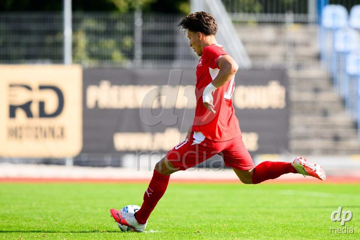 USTI NAD LABEM, CZECH REPUBLIC - OCTOBER 3: Altin Azemi of Switzerland scores a goal from a penalty during warm up before the International Friendly match between Slovakia and Switzerland on October 3, 2026 in Ustí nad Labem, Czech Republic.