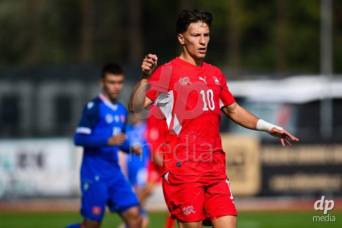 USTI NAD LABEM, CZECH REPUBLIC - OCTOBER 3: Altin Azemi of Switzerland during the International Friendly match between Slovakia and Switzerland on October 3, 2026 in Ustí nad Labem, Czech Republic.