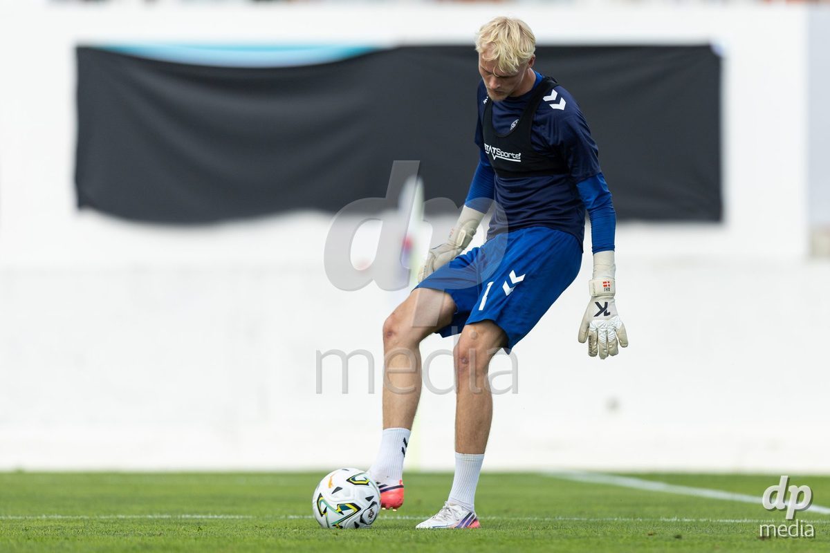 SANTAREM, PORTUGAL - OCTOBER 3: Anton Hangaardduring warming before the International Friendly match between Denmark U16 and Turkiye U16 at Campo Cha das Padeiras on October 3, 2026 in Santarem, Portugal.