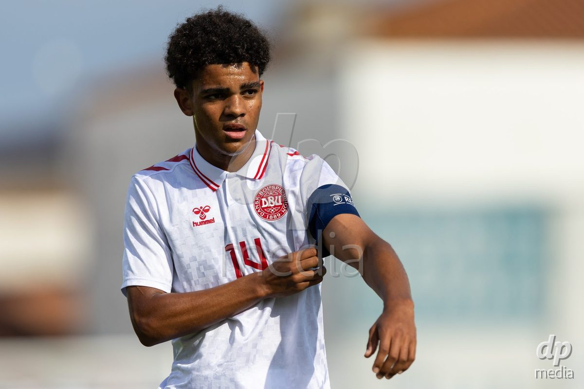 SANTAREM, PORTUGAL - OCTOBER 3: Player from Denmark during the International Friendly match between Denmark U16 and Turkiye U16 at Campo Cha das Padeiras on October 3, 2026 in Santarem, Portugal.