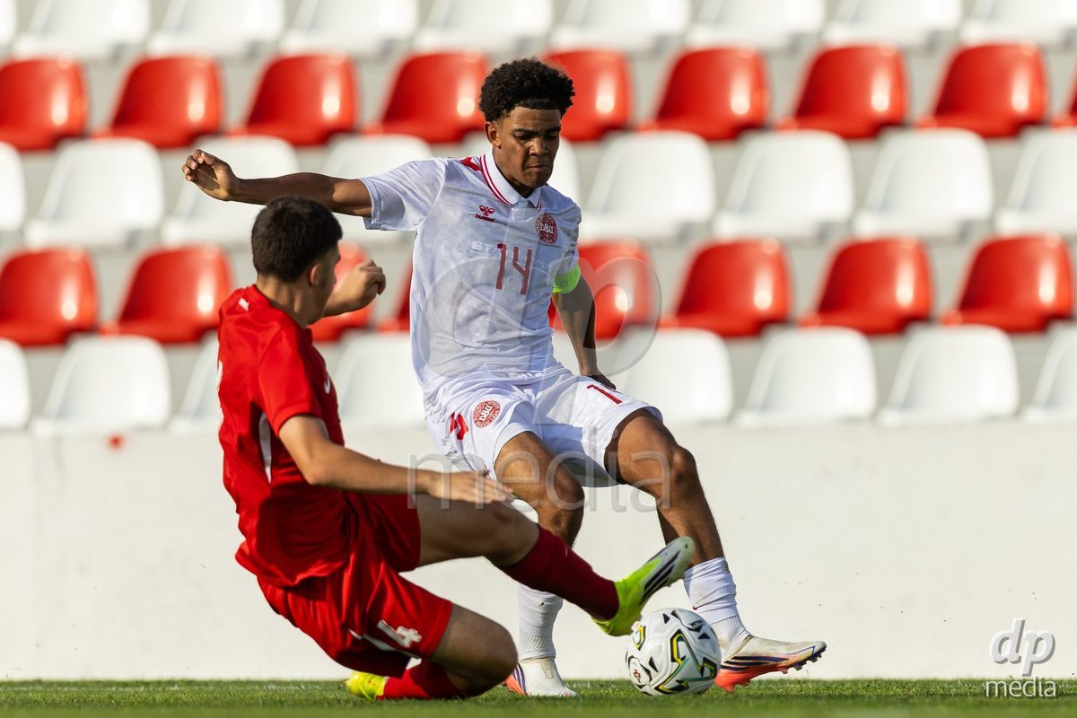 SANTAREM, PORTUGAL - OCTOBER 3: Malte Musenene during the International Friendly match between Denmark U16 and Turkiye U16 at Campo Cha das Padeiras on October 3, 2026 in Santarem, Portugal.