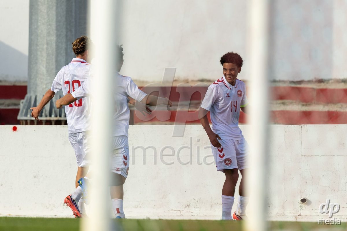 SANTAREM, PORTUGAL - OCTOBER 3: Malte Musenene celebrating goal during the International Friendly match between Denmark U16 and Turkiye U16 at Campo Cha das Padeiras on October 3, 2026 in Santarem, Portugal.