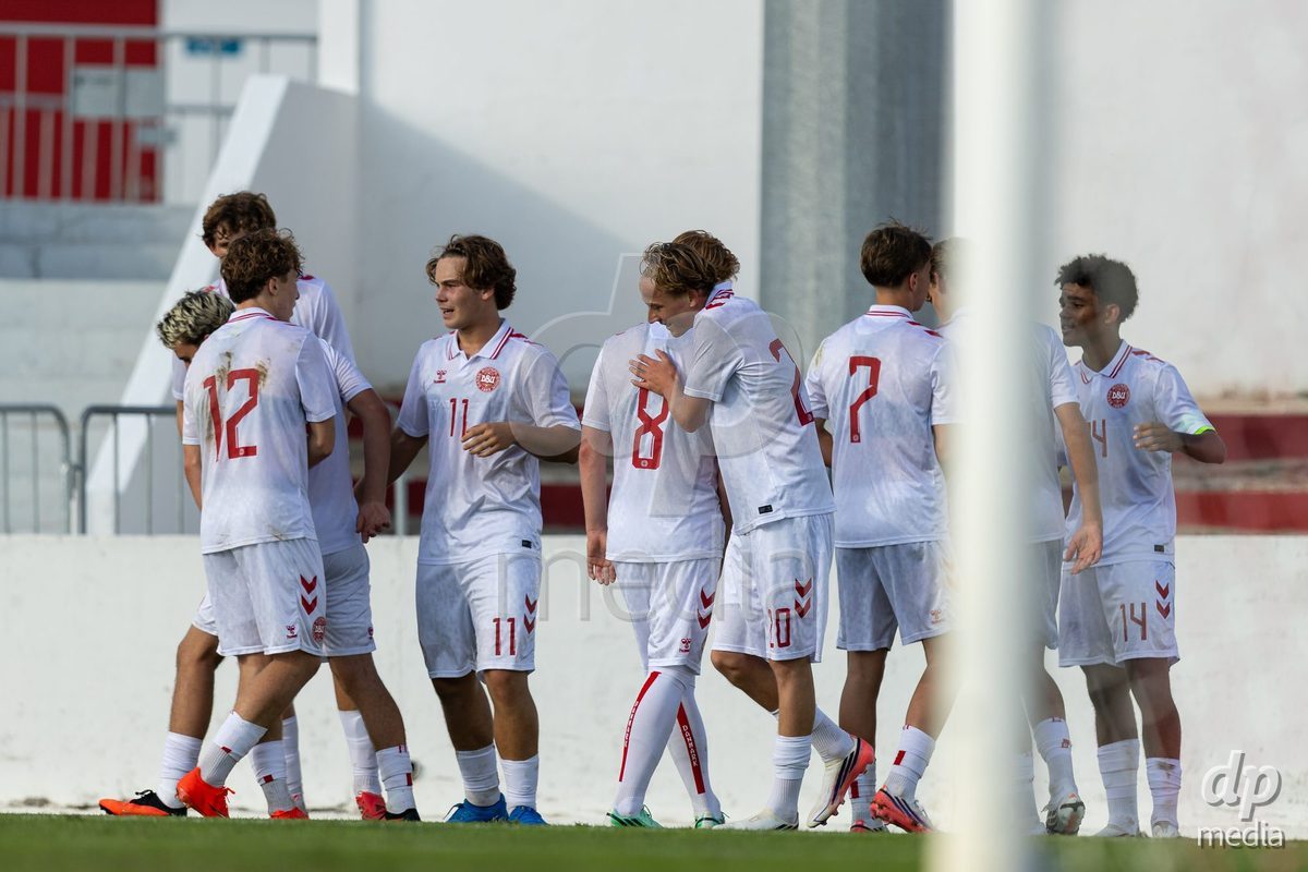 SANTAREM, PORTUGAL - OCTOBER 3: Players celebrating goal during the International Friendly match between Denmark U16 and Turkiye U16 at Campo Cha das Padeiras on October 3, 2026 in Santarem, Portugal.