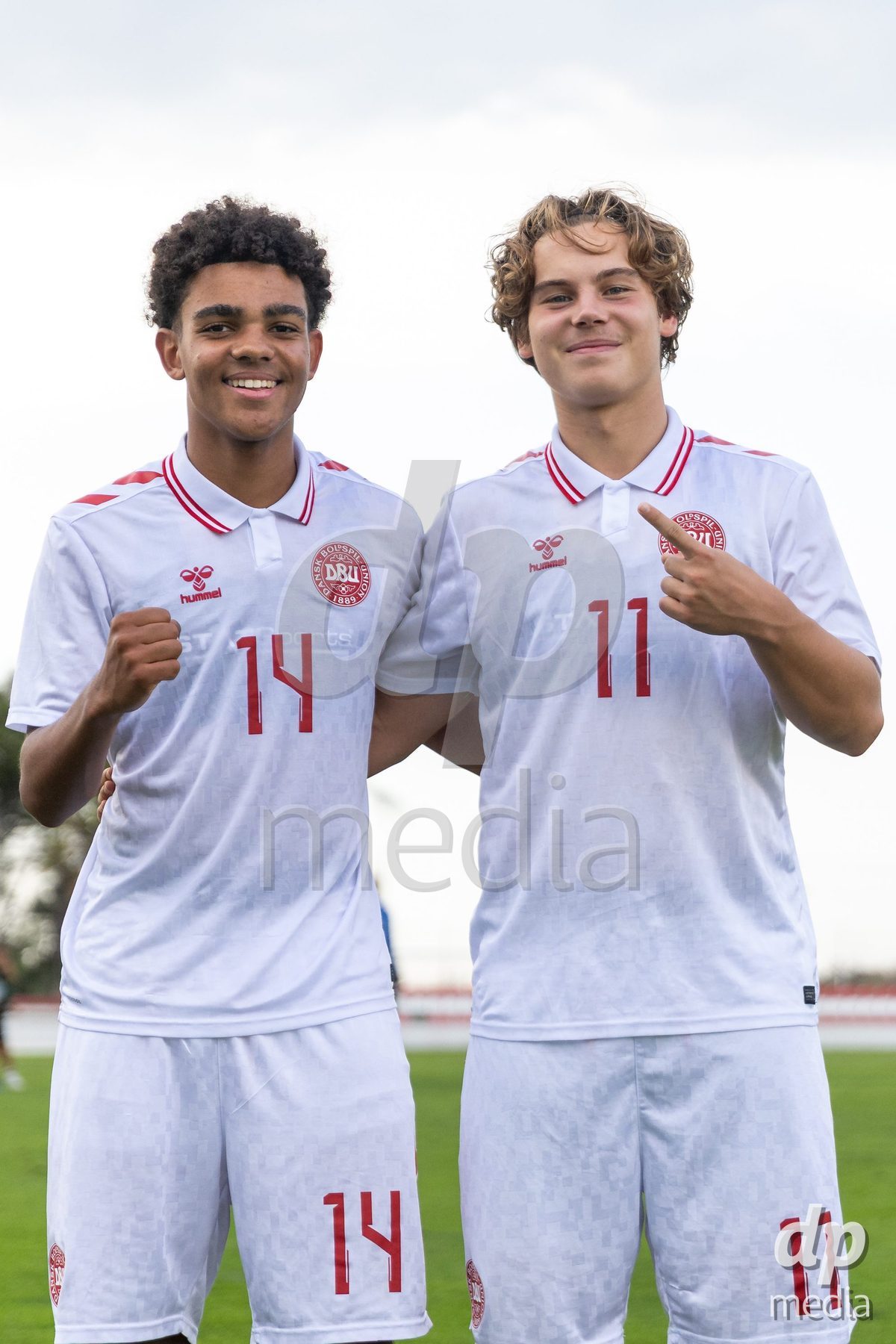 SANTAREM, PORTUGAL - OCTOBER 3: Malte Musenene and Hector Andersen who scored the goals during the International Friendly match between Denmark U16 and Turkiye U16 at Campo Cha das Padeiras on October 3, 2026 in Santarem, Portugal.