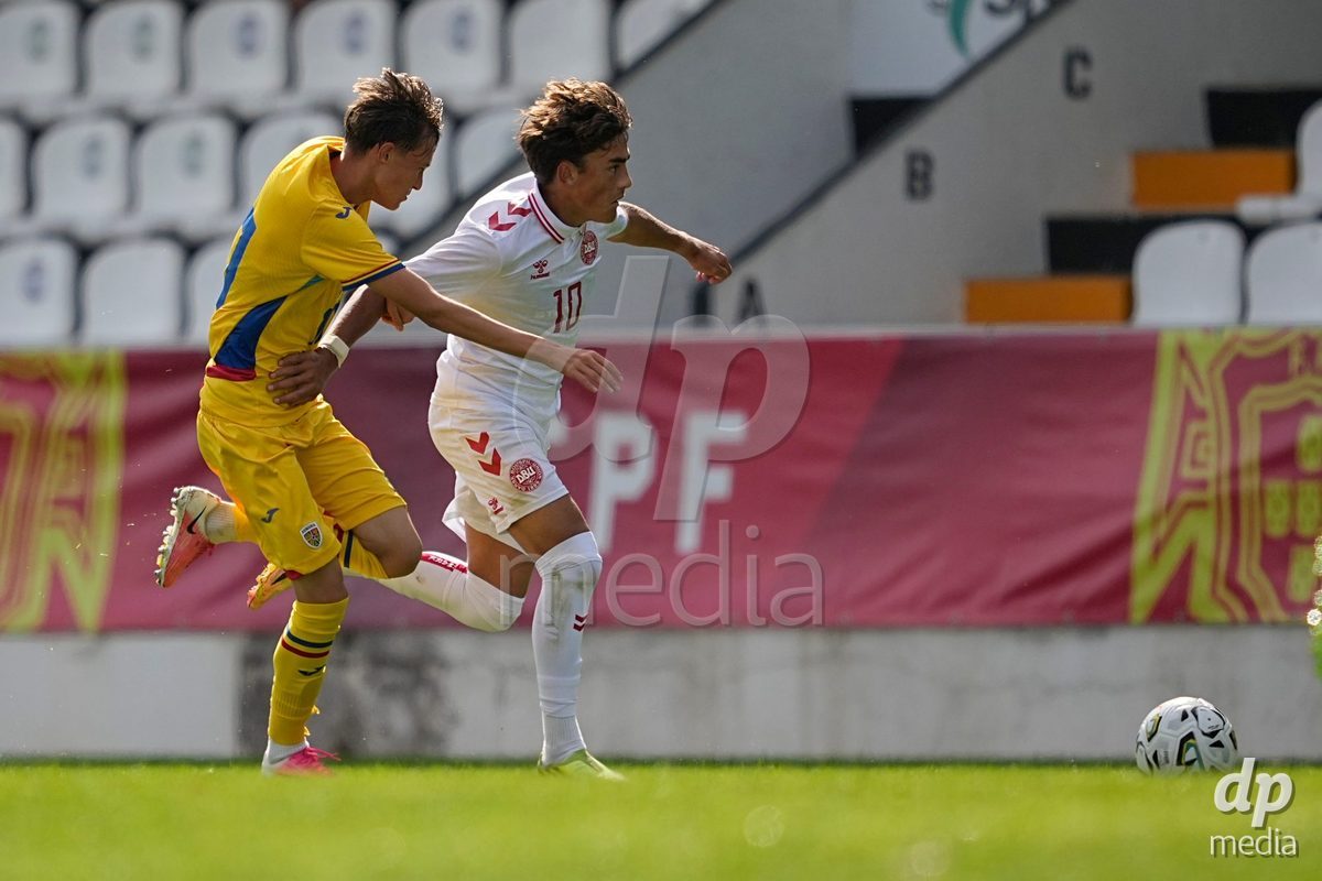 CALDAS DA RAINHA, PORTUGAL - OCTOBER 6: Frederik Abrahamsen of Denmark during the International Friendly match between Romania U16 and Denmark U16 at Campo da Mata on October 6, 2026 in Caldas da Rainha, Portugal.