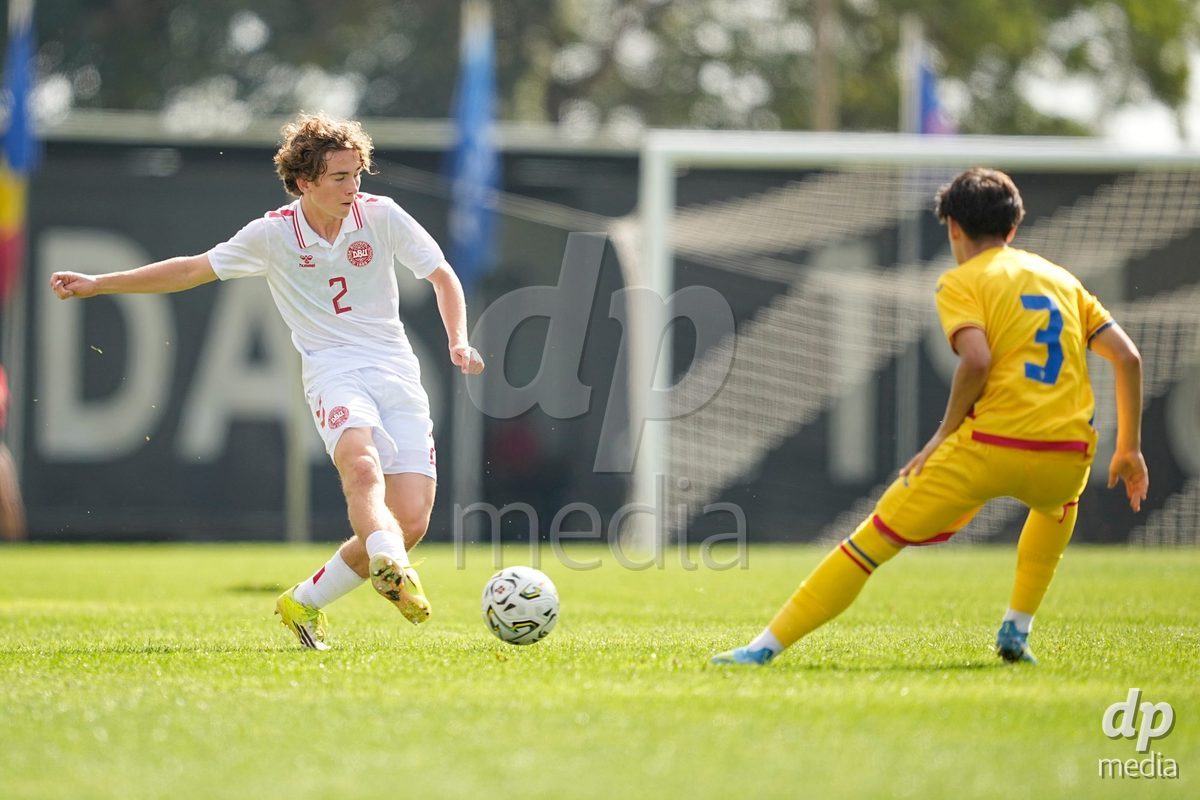 CALDAS DA RAINHA, PORTUGAL - OCTOBER 6: Villads Peltola of Denmark during the International Friendly match between Romania U16 and Denmark U16 at Campo da Mata on October 6, 2026 in Caldas da Rainha, Portugal.