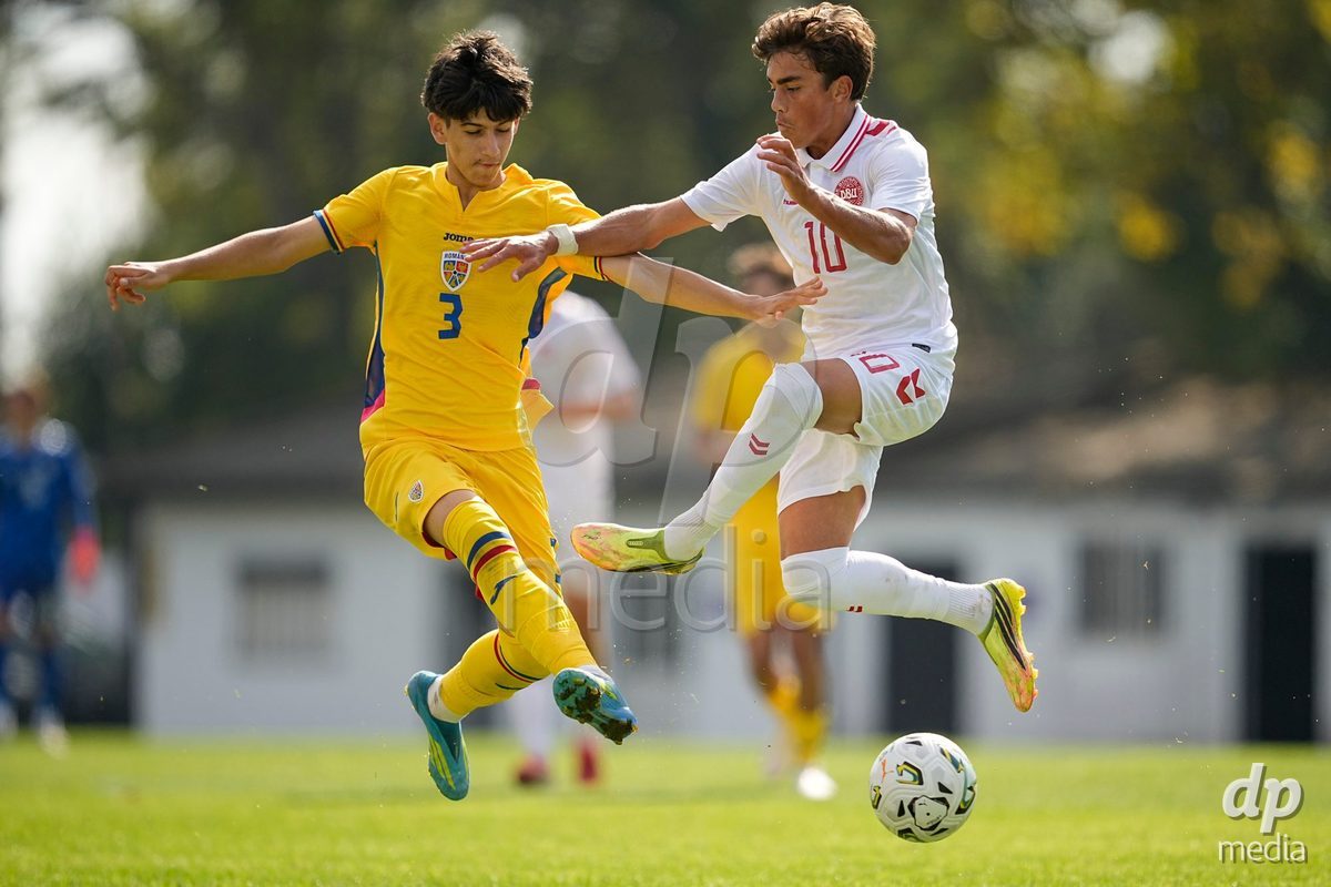 CALDAS DA RAINHA, PORTUGAL - OCTOBER 6: Frederik Abrahamsen of Denmark during the International Friendly match between Romania U16 and Denmark U16 at Campo da Mata on October 6, 2026 in Caldas da Rainha, Portugal.