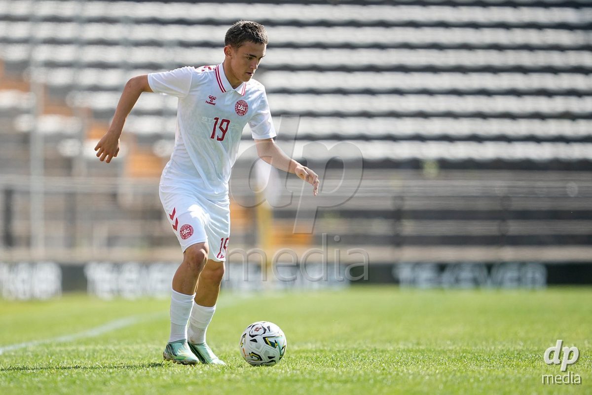 CALDAS DA RAINHA, PORTUGAL - OCTOBER 6: Tahir Kolici of Denmark during the International Friendly match between Romania U16 and Denmark U16 at Campo da Mata on October 6, 2026 in Caldas da Rainha, Portugal.
