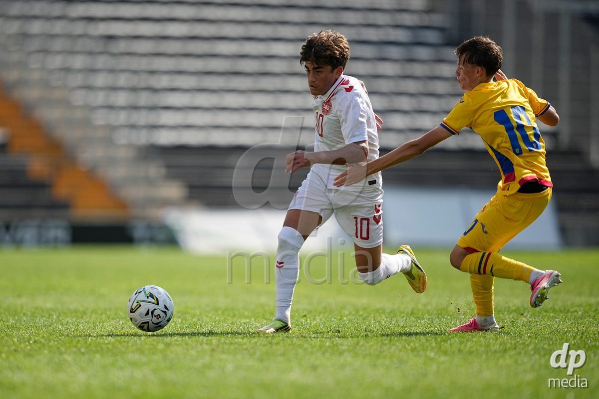 CALDAS DA RAINHA, PORTUGAL - OCTOBER 6: Frederik Abrahamsen of Denmark during the International Friendly match between Romania U16 and Denmark U16 at Campo da Mata on October 6, 2026 in Caldas da Rainha, Portugal.