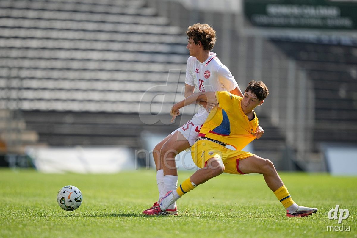 CALDAS DA RAINHA, PORTUGAL - OCTOBER 6: Mathias Thyssen of Denmark during the International Friendly match between Romania U16 and Denmark U16 at Campo da Mata on October 6, 2026 in Caldas da Rainha, Portugal.
